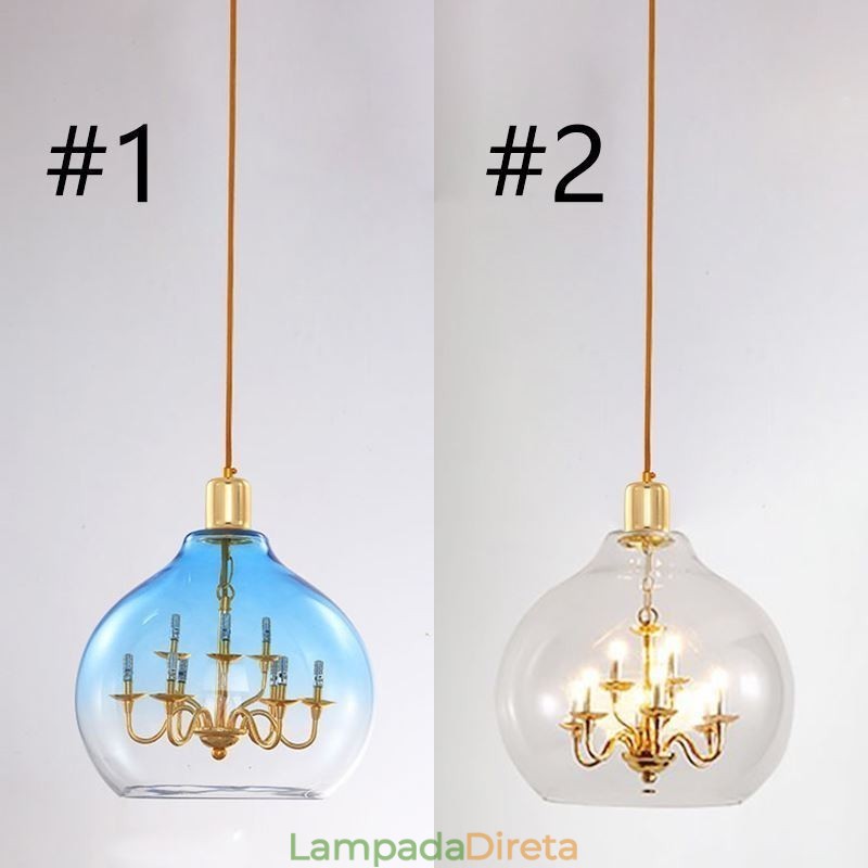Luminária pendente de vidro moderna minimalista em ferro forjado, 9 luzes
