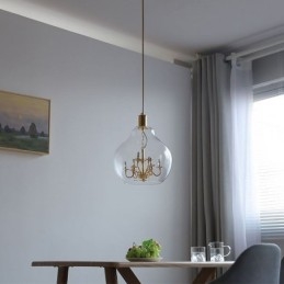Luminária pendente de vidro moderna minimalista em ferro forjado, 9 luzes