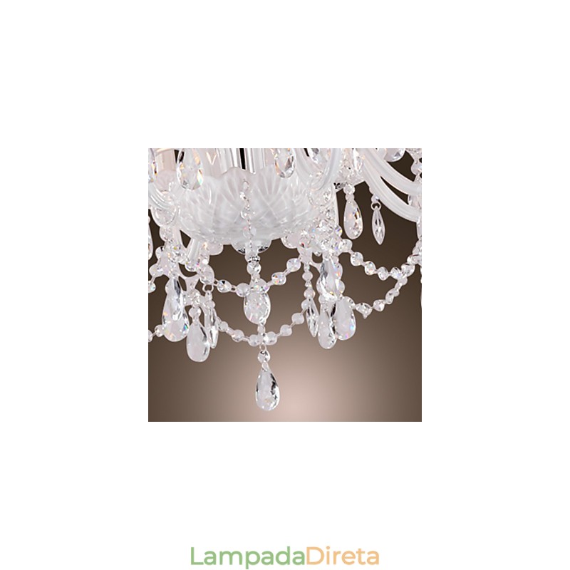 Lustre Cristal Branco Modern Living 8 Luzes