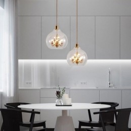 Luminária pendente de vidro moderna minimalista em ferro forjado, 9 luzes