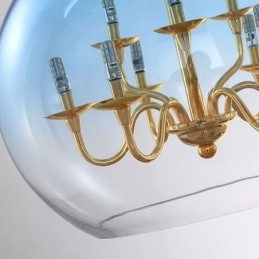 Luminária pendente de vidro moderna minimalista em ferro forjado, 9 luzes