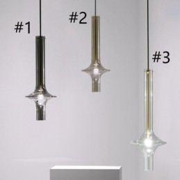 Luminária pendente de tubo de vidro moderna e minimalista em ferro forjado