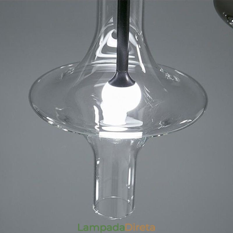 Luminária pendente de tubo de vidro moderna e minimalista em ferro forjado