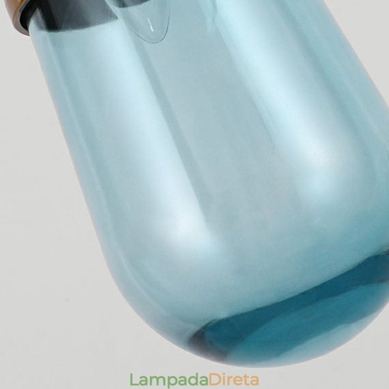 Pendente de vidro gota de água moderno e minimalista em ferro forjado pequeno teto