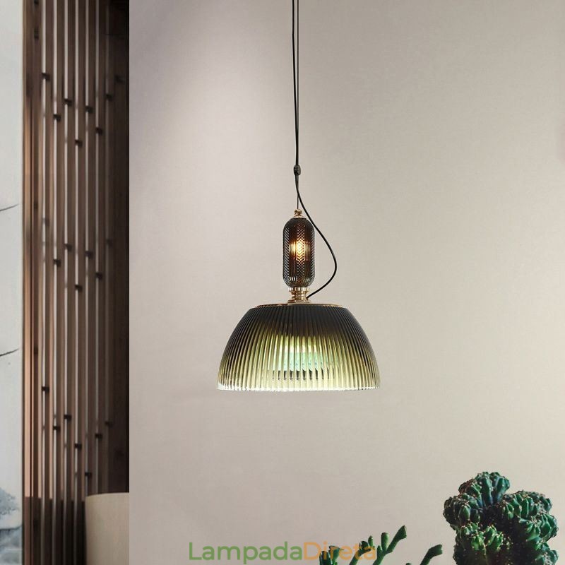 Saia plissada Vidro Pendente Luz Moderna Minimalista Ferro Forjado Pequena Luz de Teto