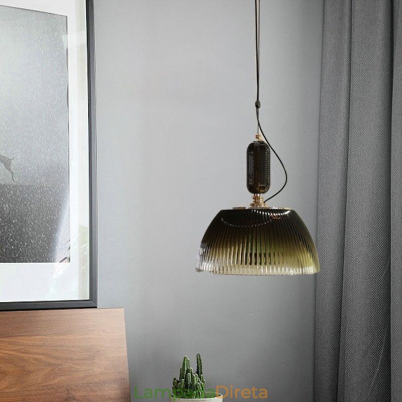 Saia plissada Vidro Pendente Luz Moderna Minimalista Ferro Forjado Pequena Luz de Teto