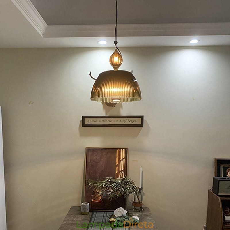 Saia plissada Vidro Pendente Luz Moderna Minimalista Ferro Forjado Pequena Luz de Teto