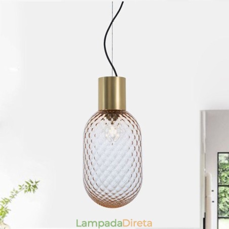 Luminária pendente de vidro com grade moderna de ferro simples luz de teto Luminária pendente de vidro com grade moderna de ferro simples luz de teto