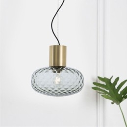 Luminária pendente de vidro com grade moderna de ferro simples luz de teto
