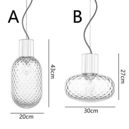 Luminária pendente de vidro com grade moderna de ferro simples luz de teto
