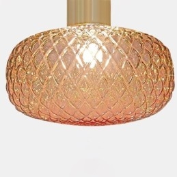 Luminária pendente de vidro com grade moderna de ferro simples luz de teto