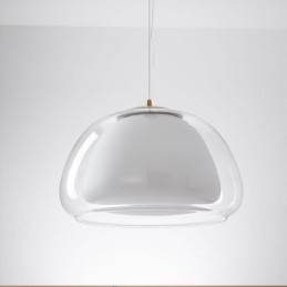 Luminária pendente moderna, simples, de vidro transparente, com luz de teto pudim