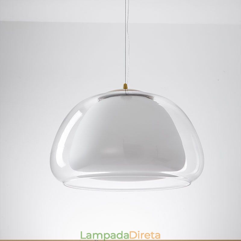 Luminária pendente moderna, simples, de vidro transparente, com luz de teto pudim