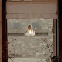 Luminária pendente de vidro estilo pastoral retrô luz de teto de ilha lâmpada decorativa de madeira de borracha