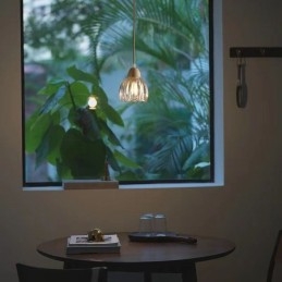 Luminária pendente de vidro estilo pastoral retrô luz de teto de ilha lâmpada decorativa de madeira de borracha