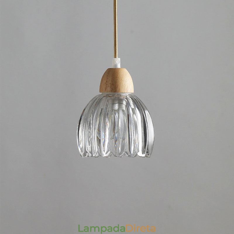 Luminária pendente de vidro estilo pastoral retrô luz de teto de ilha lâmpada decorativa de madeira de borracha