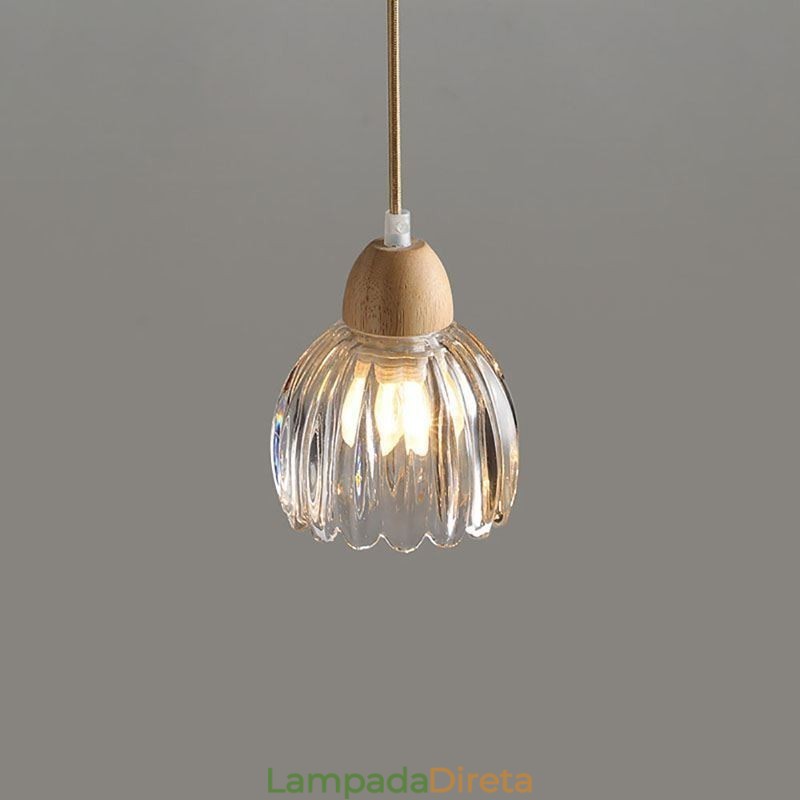 Luminária pendente de vidro estilo pastoral retrô luz de teto de ilha lâmpada decorativa de madeira de borracha