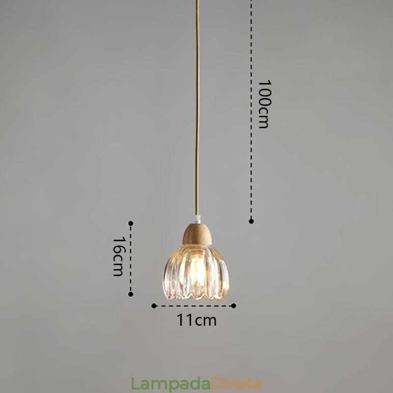 Luminária pendente de vidro estilo pastoral retrô luz de teto de ilha lâmpada decorativa de madeira de borracha