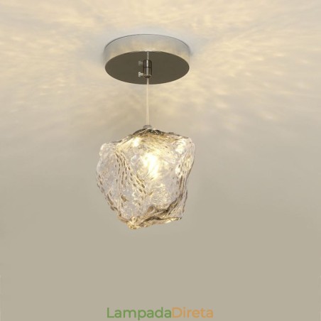 Luminária pendente de vidro, luminária decorativa retrô, abajur em formato de cubo de gelo Luminária pendente de vidro, luminária decorativa retrô, abajur em formato de cubo de gelo