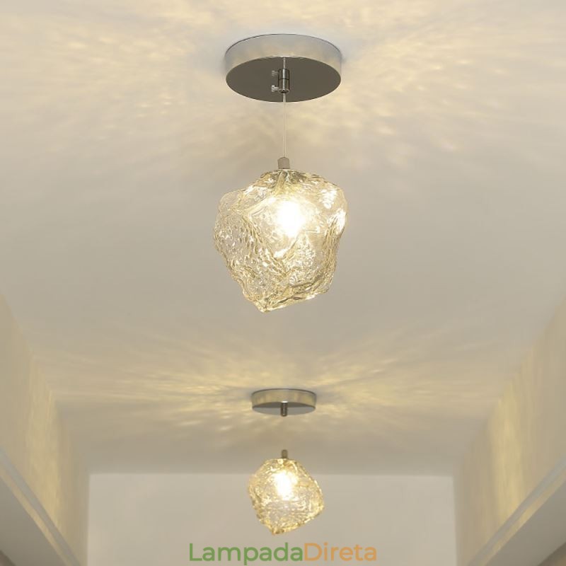 Luminária pendente de vidro, luminária decorativa retrô, abajur em formato de cubo de gelo