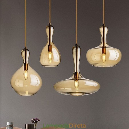 Luminária pendente de vidro nórdico, abajur âmbar, luminária de teto Luminária pendente de vidro nórdico, abajur âmbar, luminária de teto