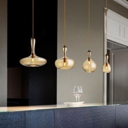 Luminária pendente de vidro nórdico, abajur âmbar, luminária de teto