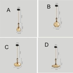 Luminária pendente de vidro nórdico, abajur âmbar, luminária de teto