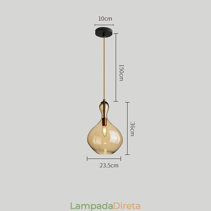 Luminária pendente de vidro nórdico, abajur âmbar, luminária de teto