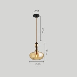 Luminária pendente de vidro nórdico, abajur âmbar, luminária de teto