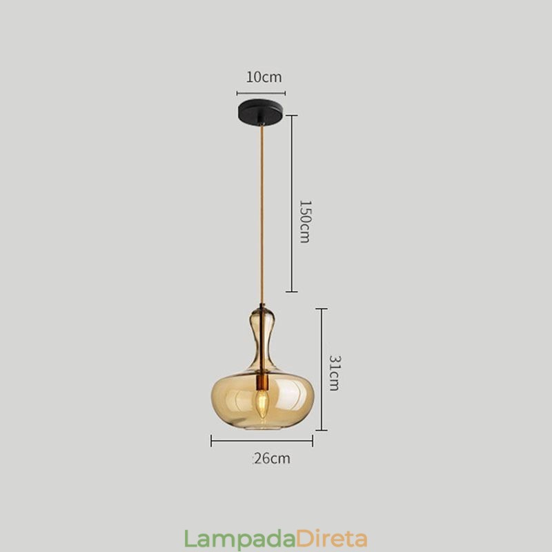 Luminária pendente de vidro nórdico, abajur âmbar, luminária de teto