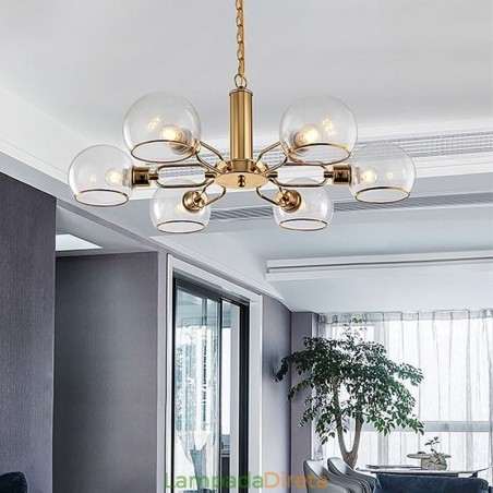 Luminária pendente de vidro moderna e minimalista em ferro forjado Luminária pendente de vidro moderna e minimalista em ferro forjado