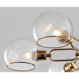 Luminária pendente de vidro moderna e minimalista em ferro forjado