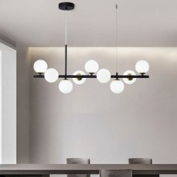 Luminária pendente moderna e simples, luminária de teto de vidro em ferro forjado molecular, com feijões mágicos