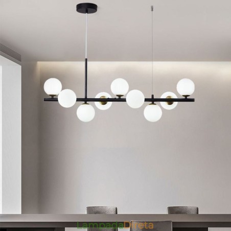 Luminária pendente moderna e simples, luminária de teto de vidro em ferro forjado molecular, com feijões mágicos Luminária pendente moderna e simples, luminária de teto de vidro em ferro forjado molecular, com feijões mágicos