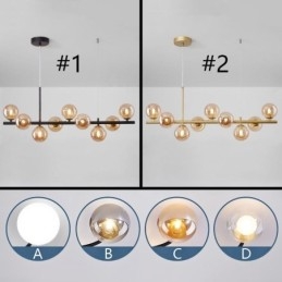 Luminária pendente moderna e simples, luminária de teto de vidro em ferro forjado molecular, com feijões mágicos