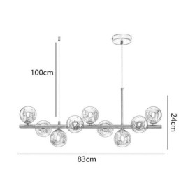 Luminária pendente moderna e simples, luminária de teto de vidro em ferro forjado molecular, com feijões mágicos