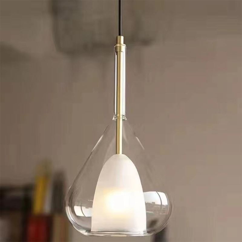 Pendente moderno minimalista luzes de teto de vidro duplo