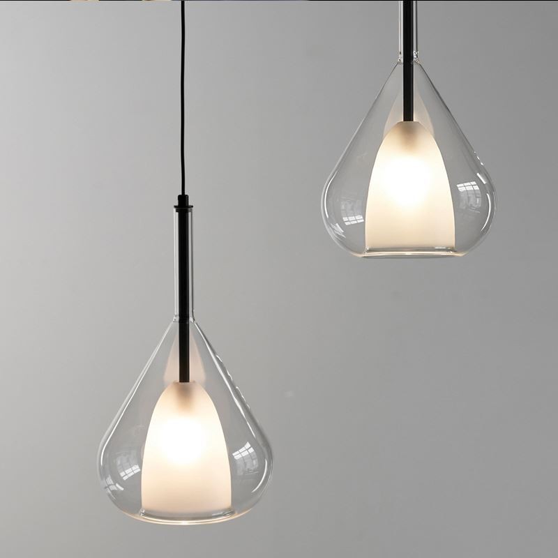 Pendente moderno minimalista luzes de teto de vidro duplo