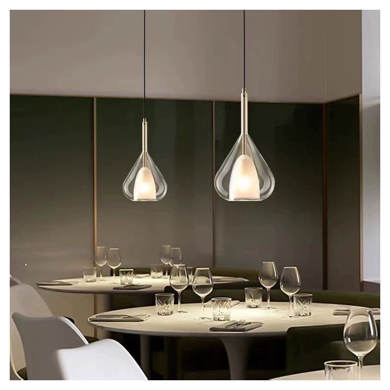 Pendente moderno minimalista luzes de teto de vidro duplo