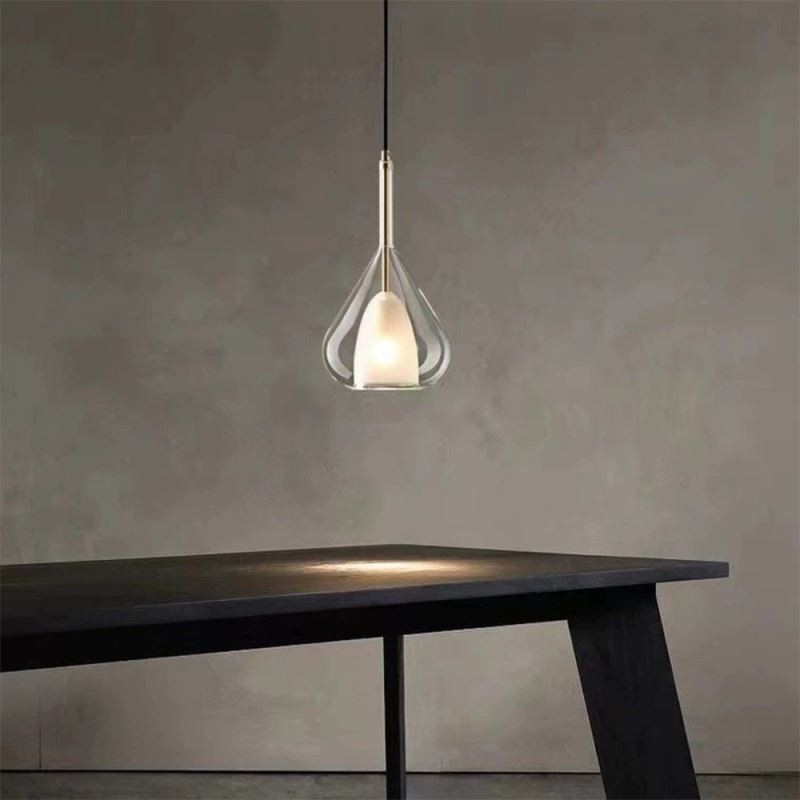 Pendente moderno minimalista luzes de teto de vidro duplo
