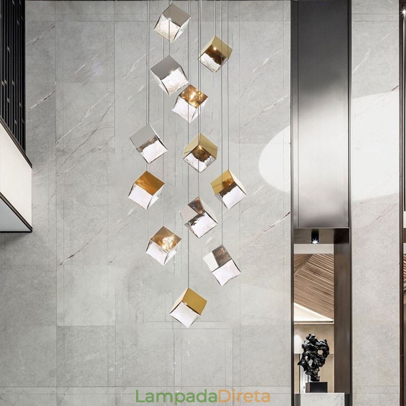 Luminária pendente de vidro criativa para teto de pavilhão