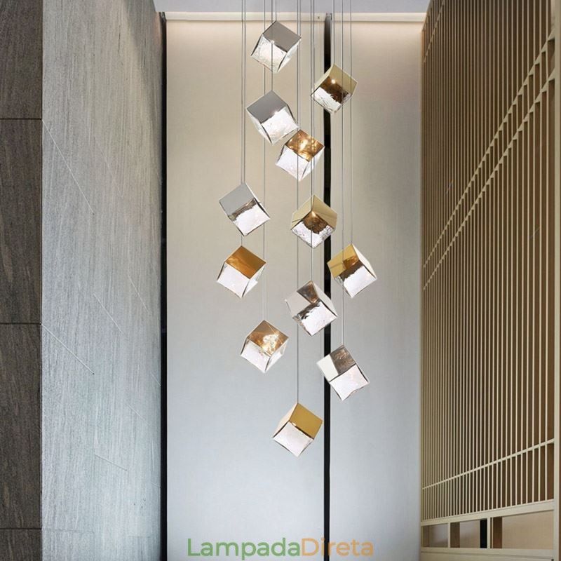 Luminária pendente de vidro criativa para teto de pavilhão