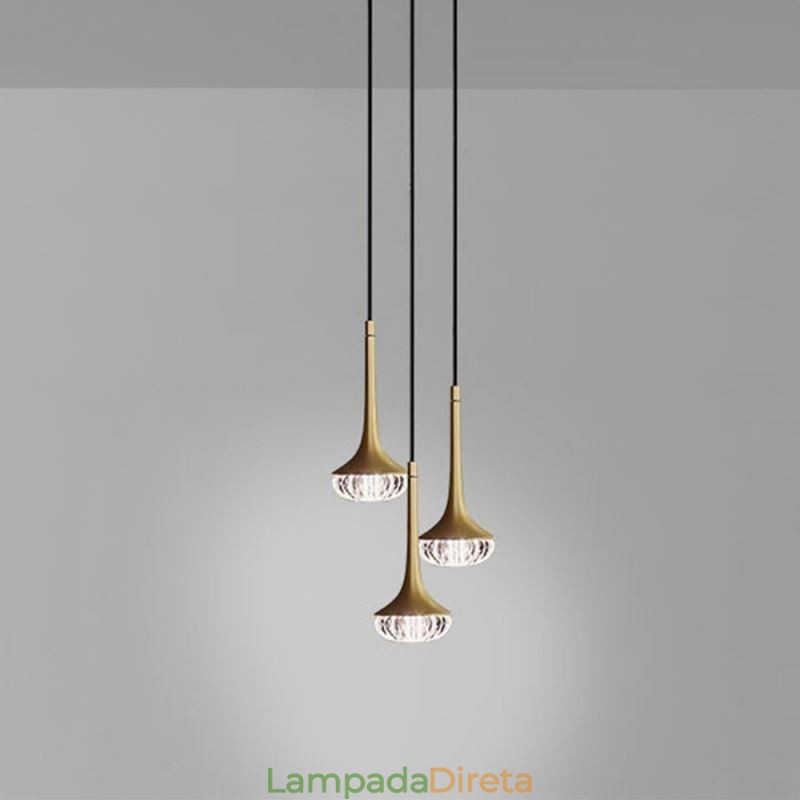 Luminária pendente de vidro moderna Luminária de teto de vidro em ferro forjado