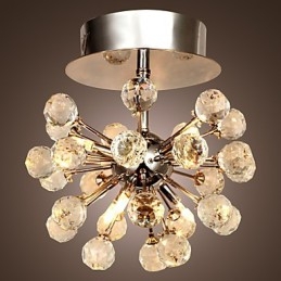 Lustre moderno contemporâneo de cristal estilo mini metal cromado montagem embutida