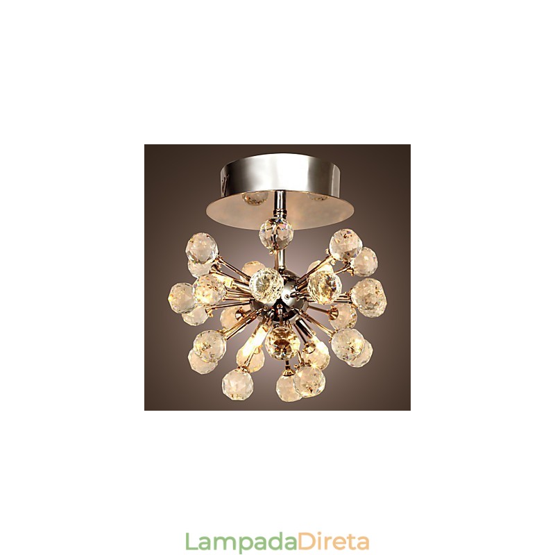 Lustre moderno contemporâneo de cristal estilo mini metal cromado montagem embutida