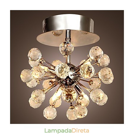 Lustre moderno contemporâneo de cristal estilo mini metal cromado montagem embutida Lustre moderno contemporâneo de cristal estilo mini metal cromado montagem embutida