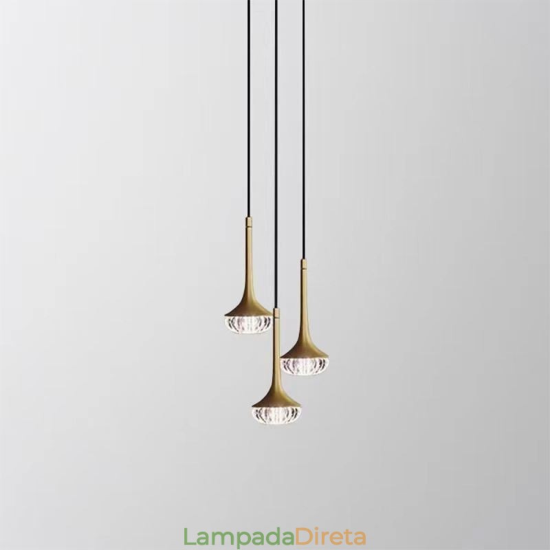 Luminária pendente de vidro moderna Luminária de teto de vidro em ferro forjado