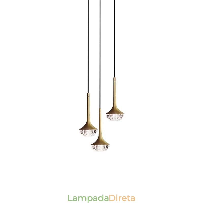 Luminária pendente de vidro moderna Luminária de teto de vidro em ferro forjado