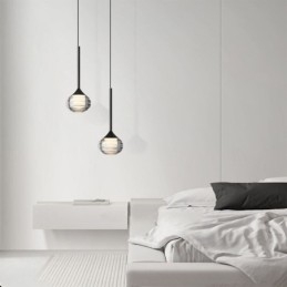 Simples Vidro Pendente Luzes de Teto Decorativas Pretas
