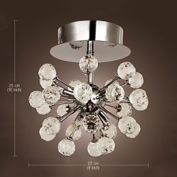 Lustre moderno contemporâneo de cristal estilo mini metal cromado montagem embutida